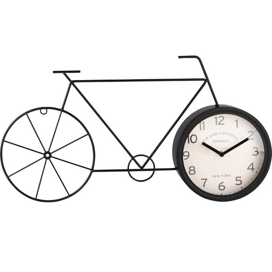 Dekoratief | Deco fiets m/klok, zwart/wit, metaal/glas, 56x4x31cm | A235022