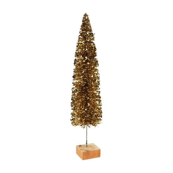 Dekoratief | Deco boom  op voet, goud, pvc/hout, 12x12x50cm | A235196