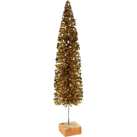 Dekoratief | Deco boom op voet, goud, pvc/hout, 13x13x60cm | A235197