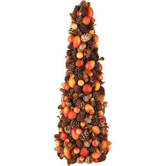 Dekoratief | Kegel vorm m/eikels/bessen, oranje/naturel, 15x15x42cm | A235637