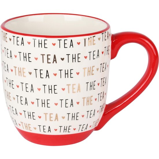 Dekoratief | Mok &#039;The?/Tea&#039;, wit/rood, keramiek, 10x10x12cm | A235854