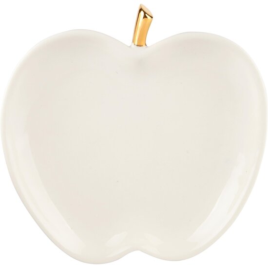Dekoratief | Schaaltje appel, wit/goud, porselein, 18x18x3cm | A235946