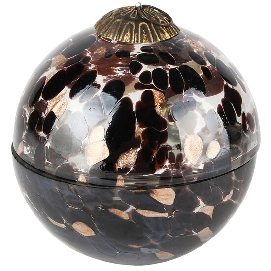 Dekoratief | Kerstbal pot m/deksel &#039;Blurred Brown&#039;, glas, 13x13x14cm | A238005