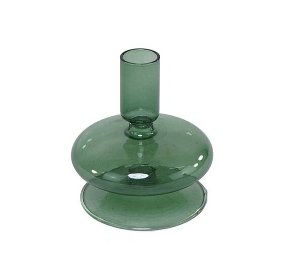 Dekoratief | Kaarsenhouder groen, glas, 10x10x11cm | A239011