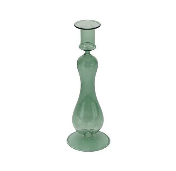 Dekoratief | Kaarsenhouder, groen, glas, 8x8x24cm | A239015