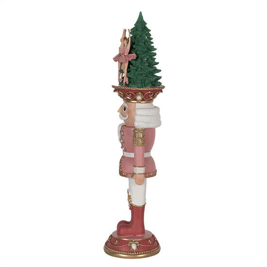 Clayre &amp; Eef | Kerstdecoratie Beeld Notenkraker Roze Rood 16x15x62 cm / 2xAAA | 5PR0126