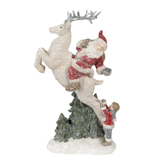 Clayre &amp; Eef | Kerstdecoratie Beeld Kerstman Rood Wit 19x10x33 cm | 6PR3956