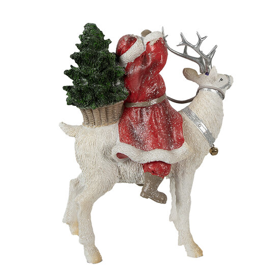 Clayre &amp; Eef | Kerstdecoratie Beeld Kerstman Rood Wit 20x11x26 cm | 6PR3957