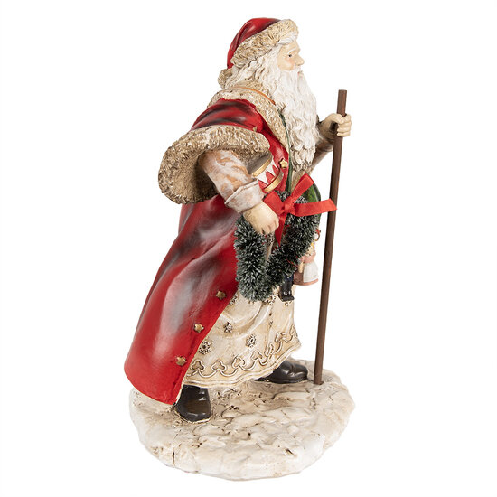 Clayre &amp; Eef | Kerstdecoratie Beeld Kerstman Rood 16x14x25 cm | 6PR3970