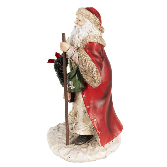 Clayre &amp; Eef | Kerstdecoratie Beeld Kerstman Rood 16x14x25 cm | 6PR3970