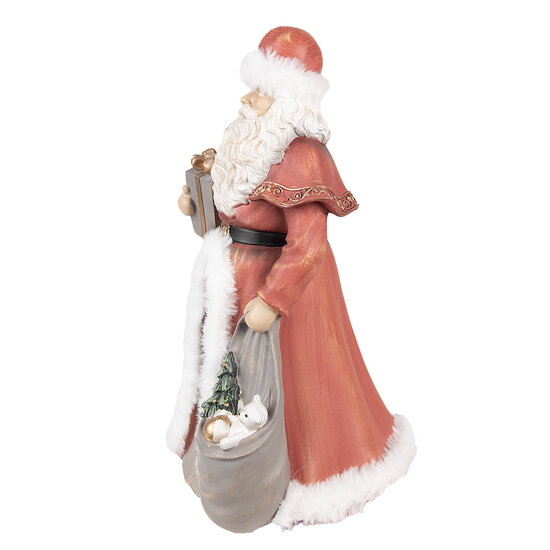 Clayre &amp; Eef | Kerstdecoratie Beeld Kerstman Rood, Wit 16x16x31 cm | 6PR4938