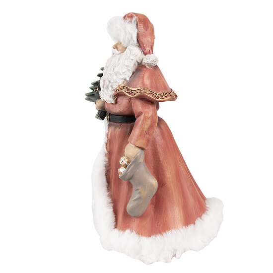 Clayre &amp; Eef | Kerstdecoratie Beeld Kerstman Rood, Wit 14x12x23 cm | 6PR4939