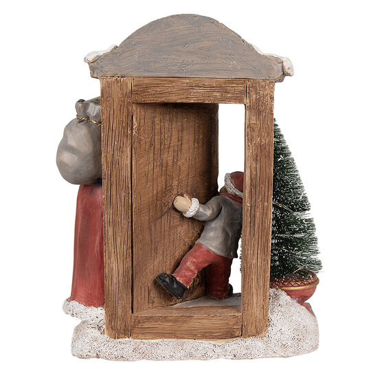 Clayre &amp; Eef | Kerstdecoratie Beeld Kerstman Rood, Bruin 18x8x22 cm | 6PR4945