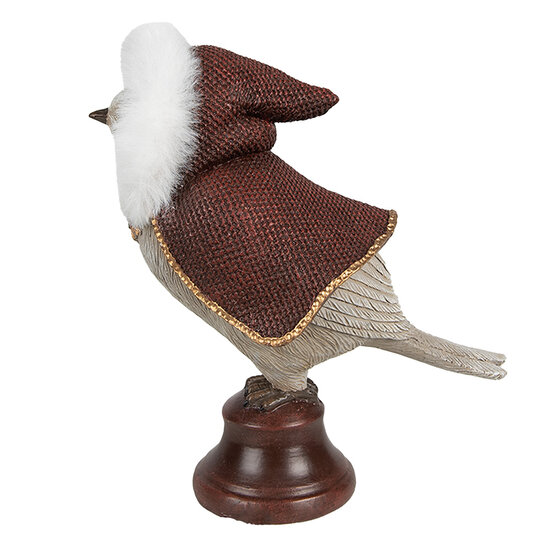 Clayre &amp; Eef | Decoratie beeld Vogel Rood Grijs 12x7x14 cm | 6PR4944