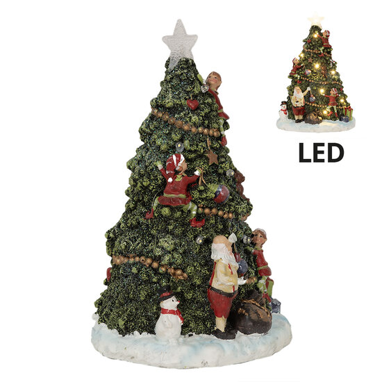 Clayre &amp; Eef | Kerstdecoratie Kerstboom met LED Groen 18x15x26 cm / 3xAAA | 6PR3971