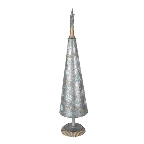 Clayre &amp; Eef | Kerstdecoratie Kerstboom Grijs Goudkleurig &oslash; 15x64 cm | 5Y1174