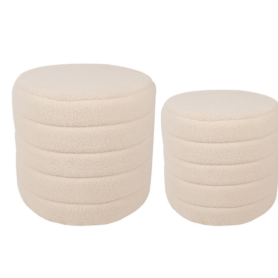 Clayre &amp; Eef | Poef (set van 2) Beige &oslash; 50x45 / &oslash; 40x40 cm | 65170