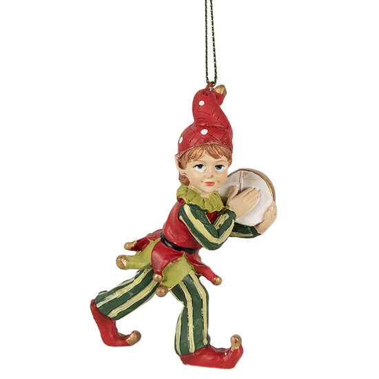 Clayre &amp; Eef | Decoratie hanger elf Rood Groen 5x4x11 cm | 6PR3978