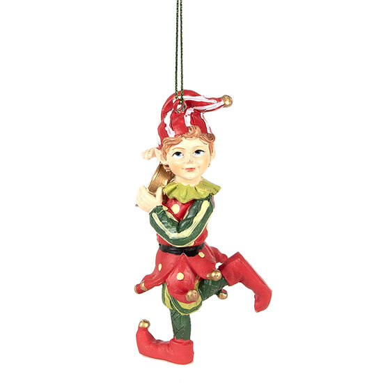 Clayre &amp; Eef | Decoratie hanger elf Rood Groen 5x4x11 cm | 6PR3979