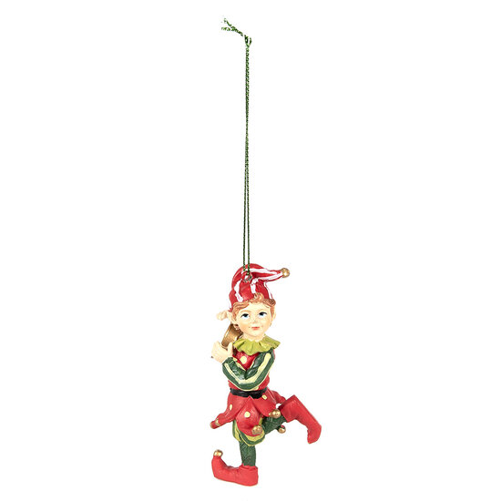 Clayre &amp; Eef | Decoratie hanger elf Rood Groen 5x4x11 cm | 6PR3979