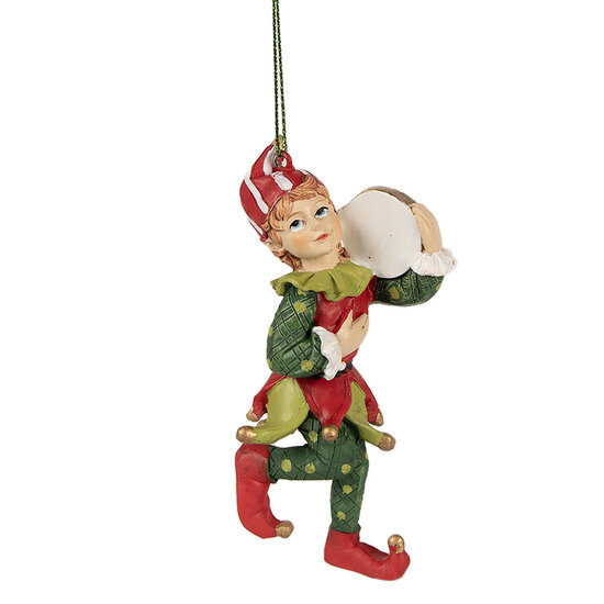 Clayre &amp; Eef | Decoratie hanger elf Rood Groen 5x4x11 cm | 6PR3980