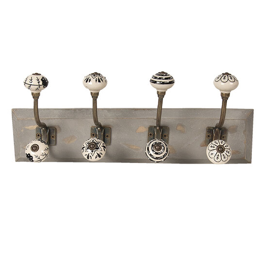 Clayre & Eef | Wandkapstok 4 haken Wit 45x10x18 cm | 6H1847