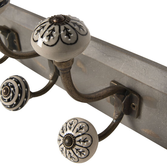 Clayre & Eef | Wandkapstok 4 haken Wit 45x10x18 cm | 6H1847