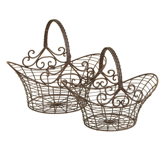 Clayre &amp; Eef | Opbergmanden Set van 2 Bruin 41x31x35 / 36x24x28 cm | 40152