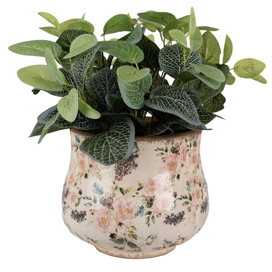 Clayre & Eef | Bloempot Binnen Beige Roze ø 22x18 cm | 6CE1612L