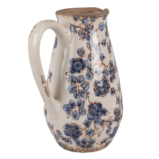 Clayre & Eef | Decoratieve Schenkkan Beige Blauw 17x13x22 cm | 6CE1621S