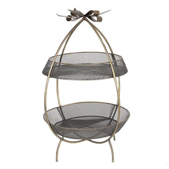 Clayre &amp; Eef | Etag&egrave;re 2 laags Goudkleurig &oslash; 34x51 cm | 6Y5326