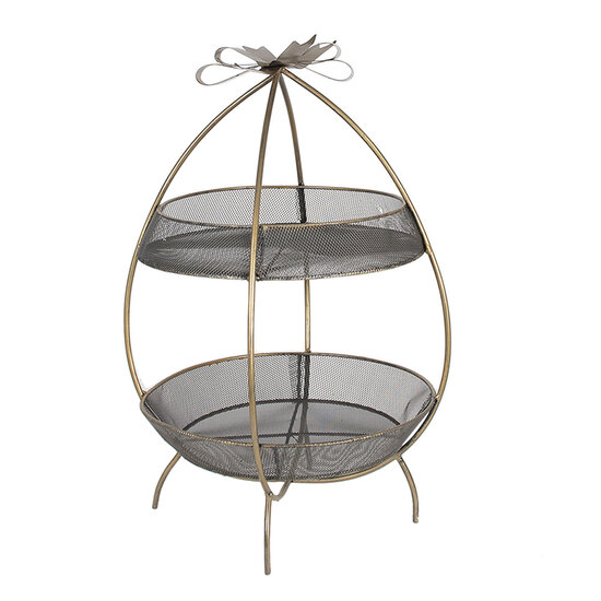 Clayre &amp; Eef | Etag&egrave;re 2 laags Goudkleurig &oslash; 34x51 cm | 6Y5326