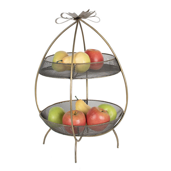 Clayre &amp; Eef | Etag&egrave;re 2 laags Goudkleurig &oslash; 34x51 cm | 6Y5326