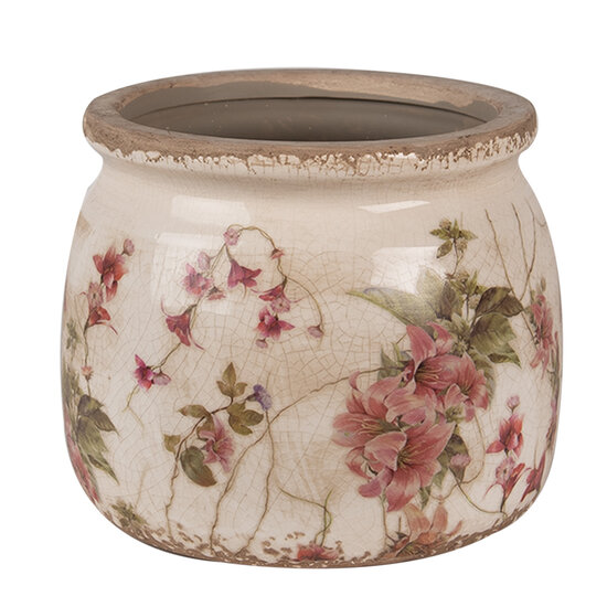 Clayre &amp; Eef | Bloempot Binnen Beige Roze &oslash; 16x13 cm | 6CE1628M