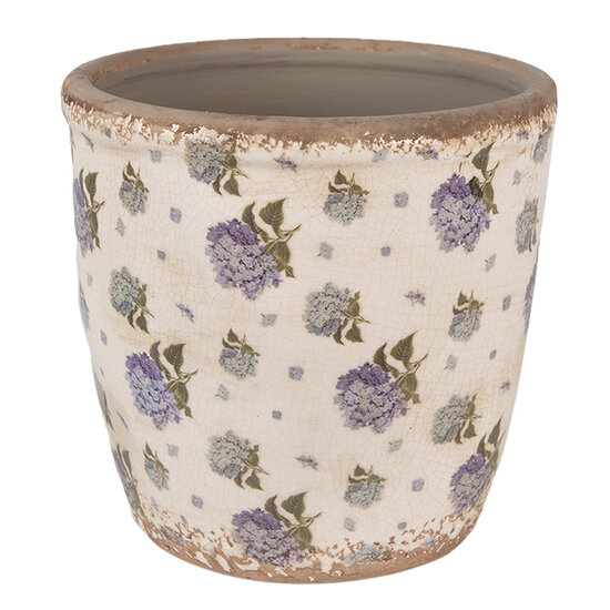 Clayre &amp; Eef | Bloempot Binnen Beige Blauw &oslash; 16x16 cm | 6CE1638L