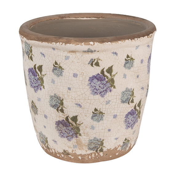 Clayre &amp; Eef | Bloempot Binnen Beige Blauw &oslash; 14x13 cm | 6CE1638M