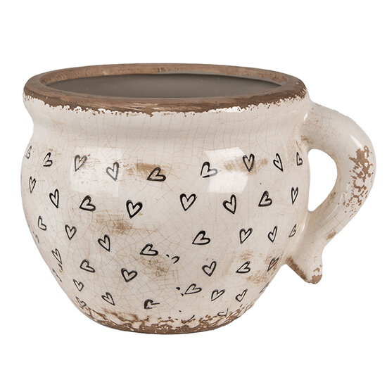 Clayre & Eef | Bloempot Binnen Beige Zwart 20x17x15 cm | 6CE1655L