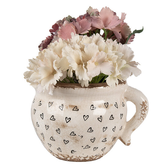 Clayre & Eef | Bloempot Binnen Beige Zwart 20x17x15 cm | 6CE1655L
