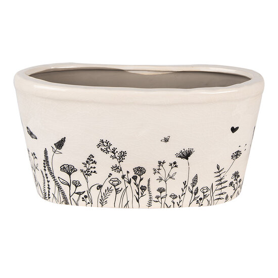 Clayre &amp; Eef | Bloempot Binnen Beige, Zwart 27x13x14 cm | 6CEFAF0003L