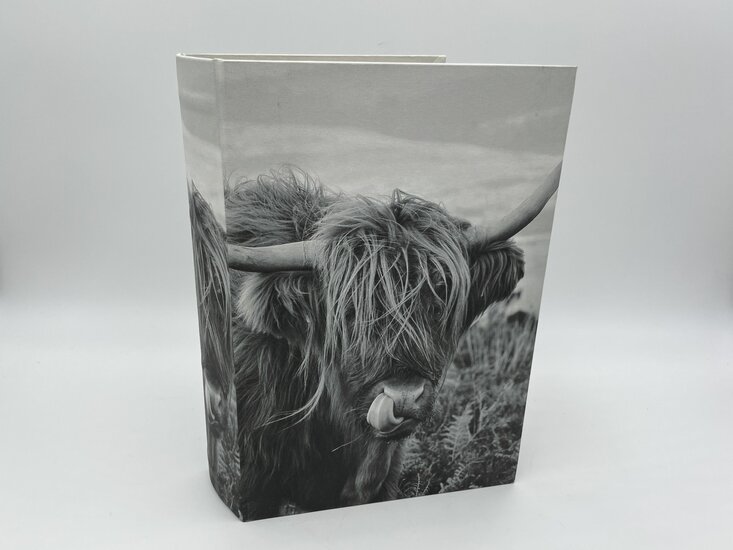 Schotse hooglander Boekenkluis decoratieboek opbergdoos 30 cm x 20 cm grijs zwart | g6093139 | Home Sweet Home