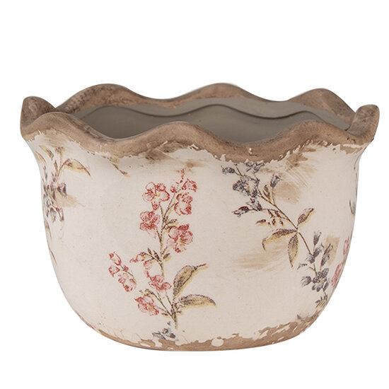 Clayre &amp; Eef | Bloempot Binnen Beige Roze &oslash; 14x9 cm | 6CE1617S