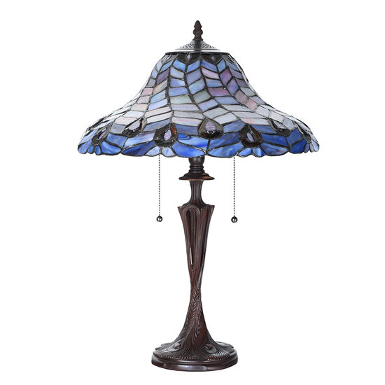 Clayre &amp; Eef | Tiffany Tafellamp Blauw &oslash; 40x60 cm E27/max 2x60W | 5LL-6338