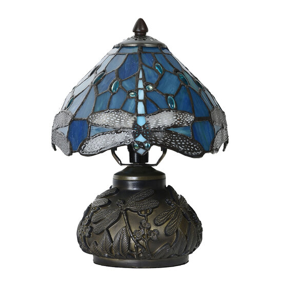 Clayre &amp; Eef | Tiffany Tafellamp Blauw &oslash; 20x28 cm E14/max 1x25W | 5LL-6339