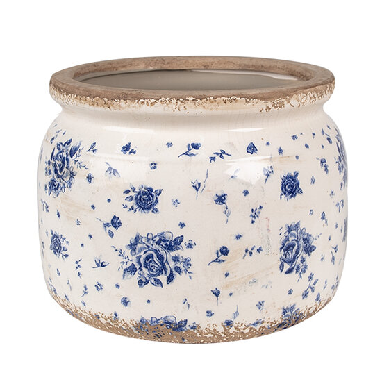 Clayre & Eef | Bloempot Binnen Beige Blauw ø 20x15 cm | 6CE1659L
