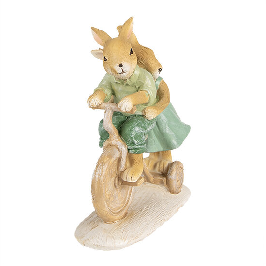 Clayre &amp; Eef | Decoratie konijn fietsend Bruin Groen12x6x14 cm | 6PR5016
