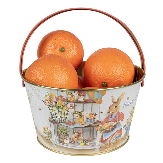 Clayre &amp; Eef | Opbergmand Wit Blauw Rood &oslash; 19x10 cm | 6BL0107