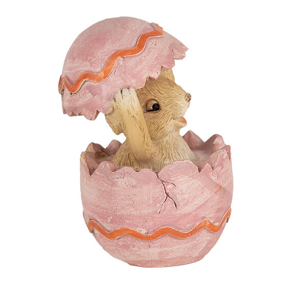 Clayre &amp; Eef | Decoratie konijn in ei Bruin Roze 6x6x8 cm | 6PR4107