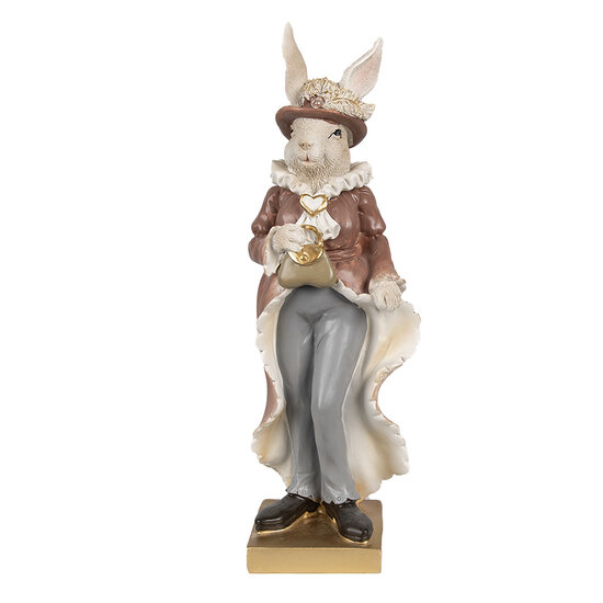 Clayre &amp; Eef | Decoratie konijn Beige Bruin 10x8x30 cm | 6PR4128