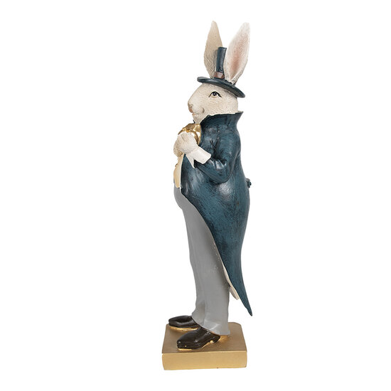 Clayre &amp; Eef | Decoratie konijn Beige Blauw 10x8x30 cm | 6PR4129