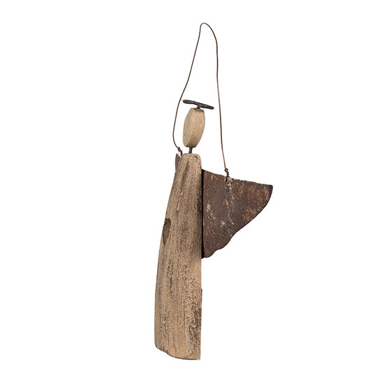 Clayre &amp; Eef | Kerstdecoratie hanger Engel Bruin 18x2x14/18 cm | 6H2351